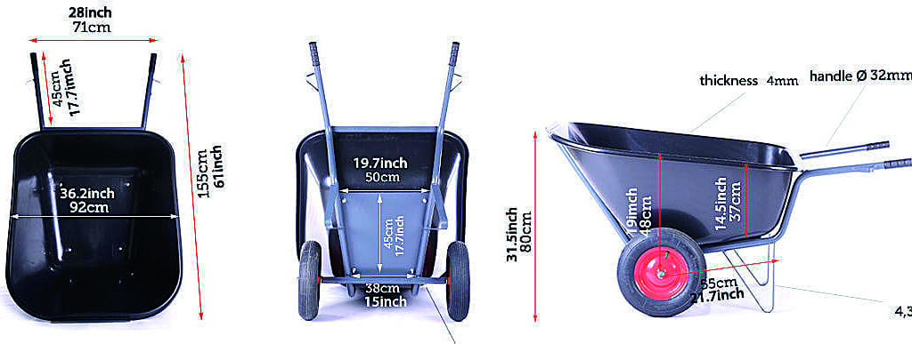 300 Ltr Wheelbarrows Lots of Colours Available