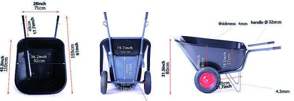 300 Ltr Wheelbarrows Lots of Colours Available