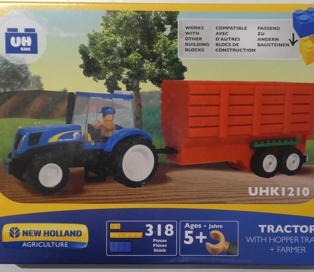 NEW HOLLAND Tractor With Hopper Trailer And Farmer Toy