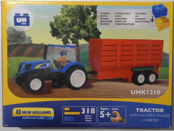 NEW HOLLAND Tractor With Hopper Trailer And Farmer Toy