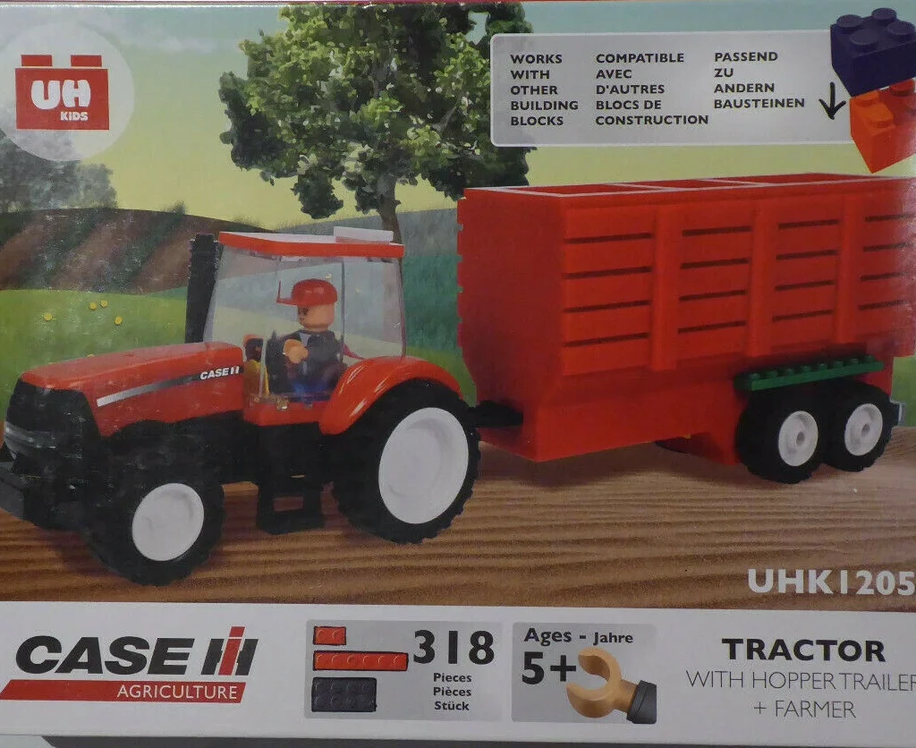 CASE IH Tractor With Hopper Trailer And Farmer Toy